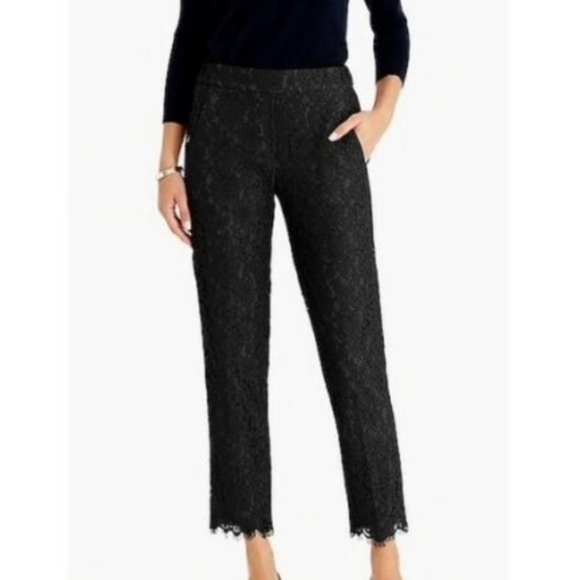 J Crew Lace Black Cropped Pants Size 00 - Picture 1 of 12